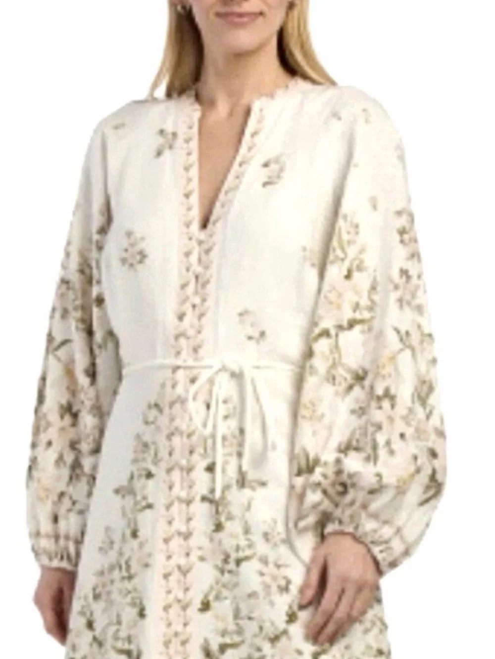 ❗️Calypso St. Barth Cream Floral Embroidered Midi Dress NWT $425! - Picture 3 of 9
